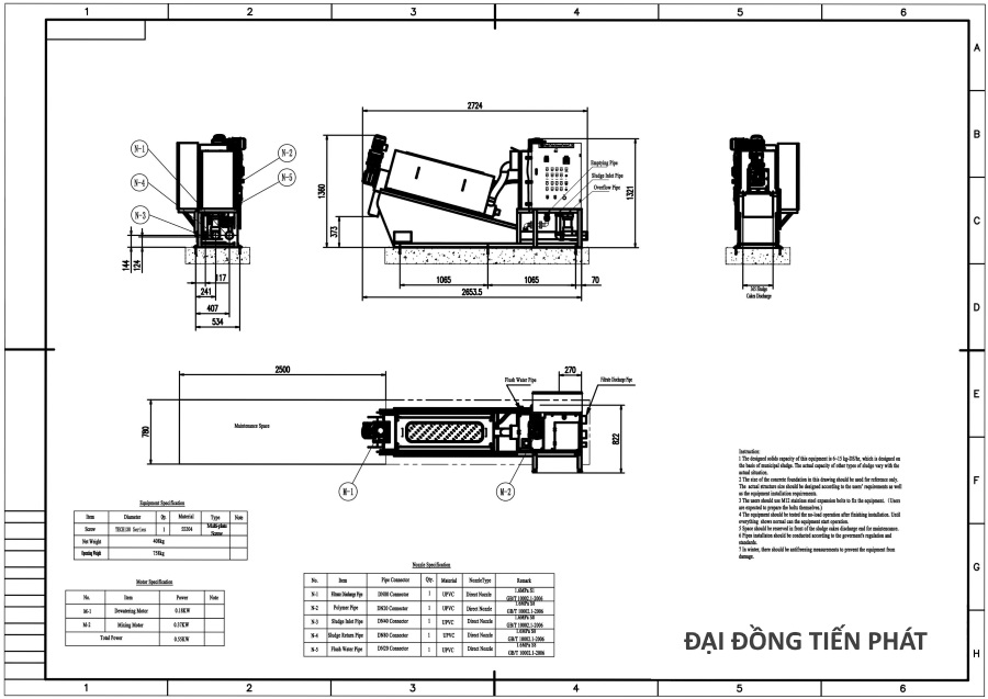 Bản vẽ máy ép bùn trục vít