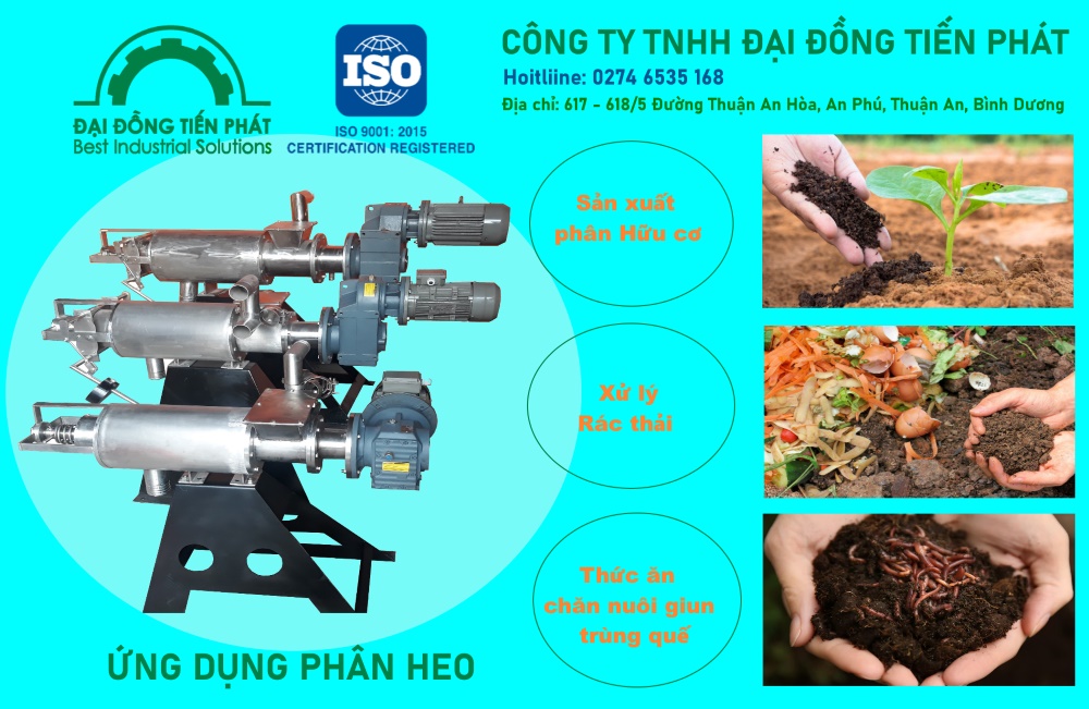 Công ty sản xuất máy ép phân heo tại Việt Nam, chất lượng đạt ISO 9001:2015